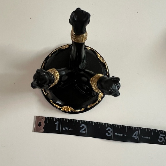 Black & Gold Bastet Cat Crystal Ball Stand | Gothic Egyptian Sphere Holder - Picture 5 of 7